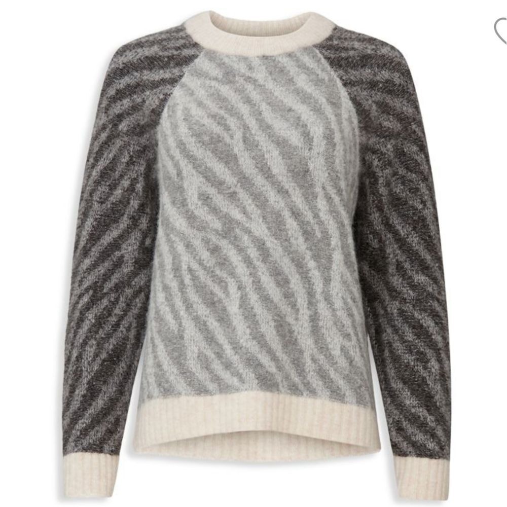 Parker wool and alpaca zebra‎ print pullover sweater crew neck fall warm size m